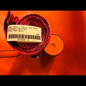 Hermes Maxi Twilly Kachinas Rose Vert Blue